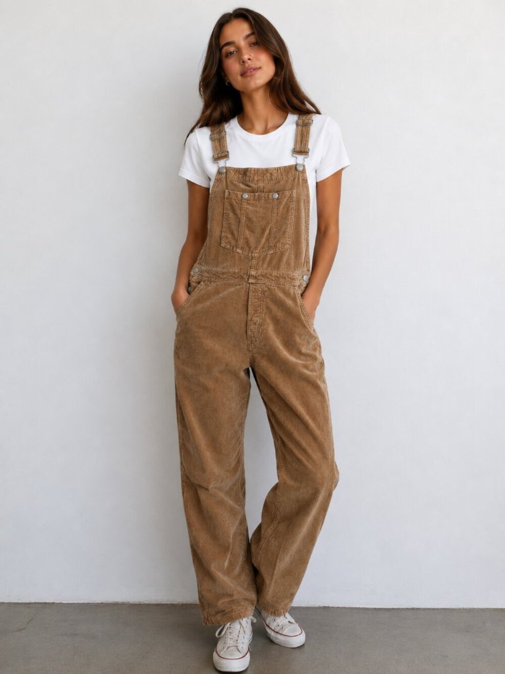 Aritzia Sunday Best Overheard Corduroy Overalls Camel Tan Size Medium